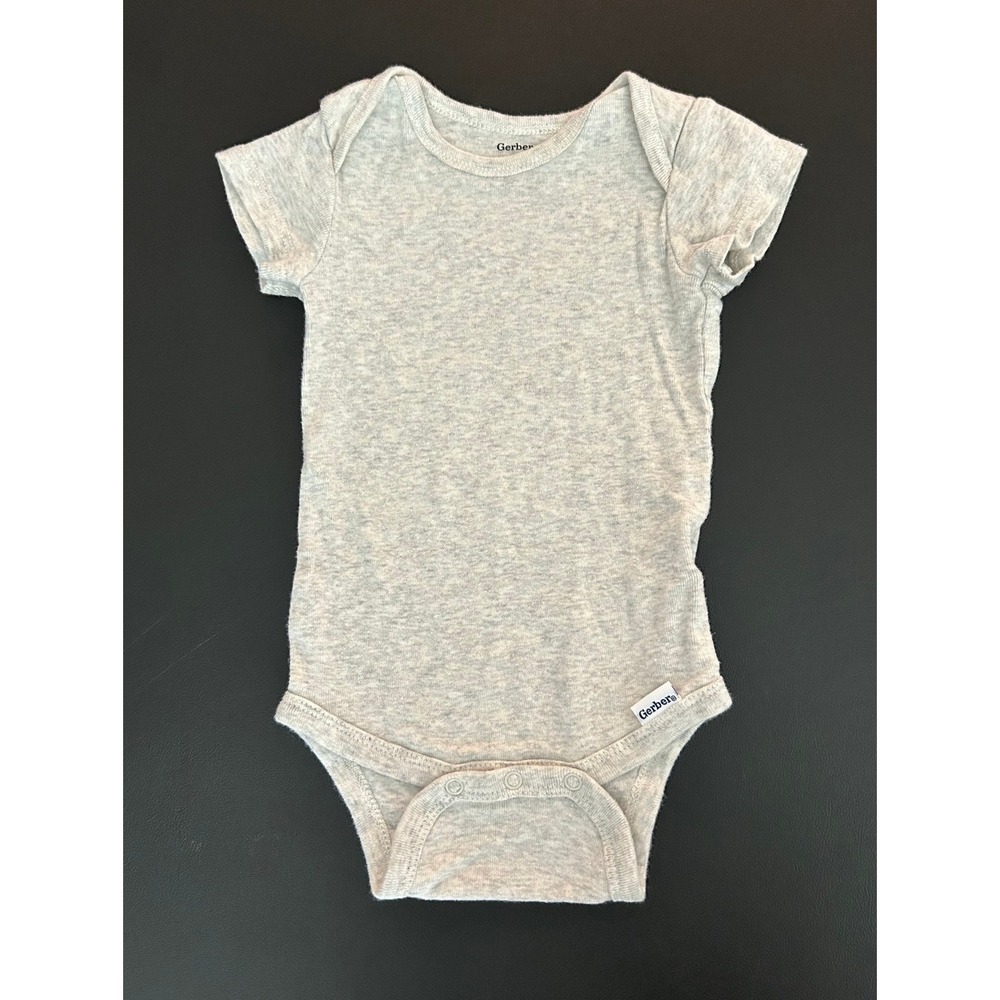 Gerber Baby Bodysuit Heather Gray Short Sleeve Cotton 3-6 Months 1346